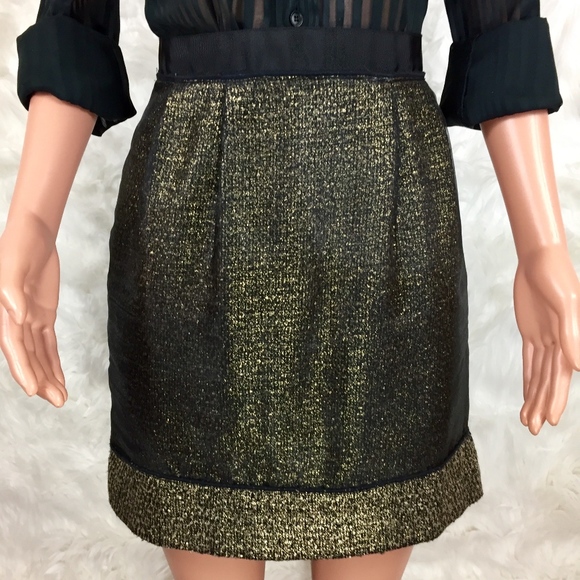 Ann Taylor Loft Gold Tweed Taffeta Overlay Skirt - Picture 1 of 8